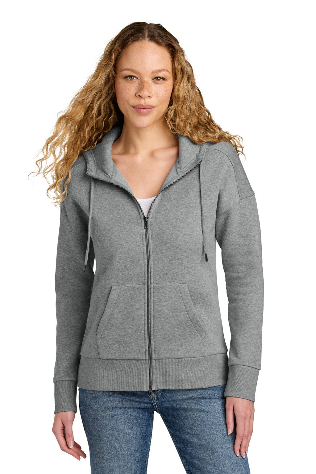 District  Women's Perfect Weight  Fleece Drop Shoulder Full-Zip Hoodie DT1104