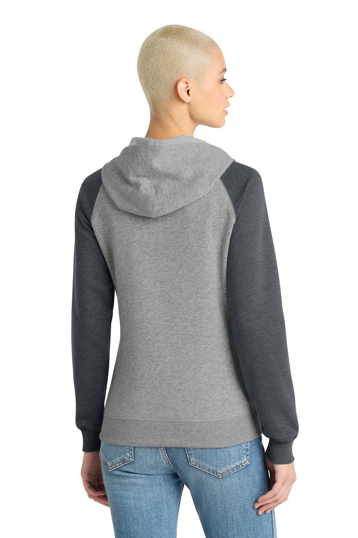 District Women's Lightweight Fleece Raglan Hoodie.  DT296
