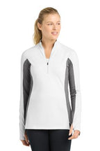 Sport-Tek Women's Sport-Wick Stretch Contrast 1/4-Zip Pullover. LST854