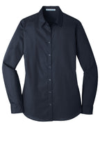 Port Authority Women's Long Sleeve Carefree Poplin Shirt. LW100