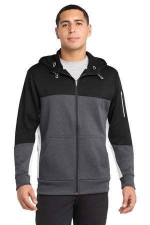 Sport-Tek Tech Fleece Colorblock Full-Zip Hooded Jacket. ST245