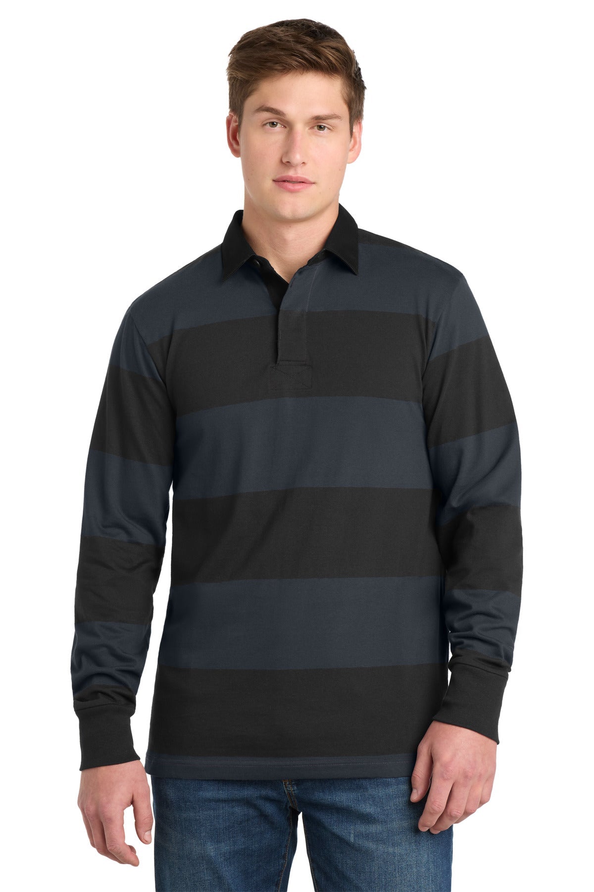 Sport-Tek Classic Long Sleeve Rugby Polo. ST301