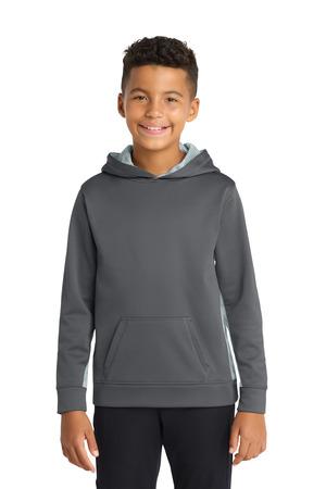 Sport-Tek Youth Sport-Wick CamoHex Fleece Colorblock Hooded Pullover.  YST239