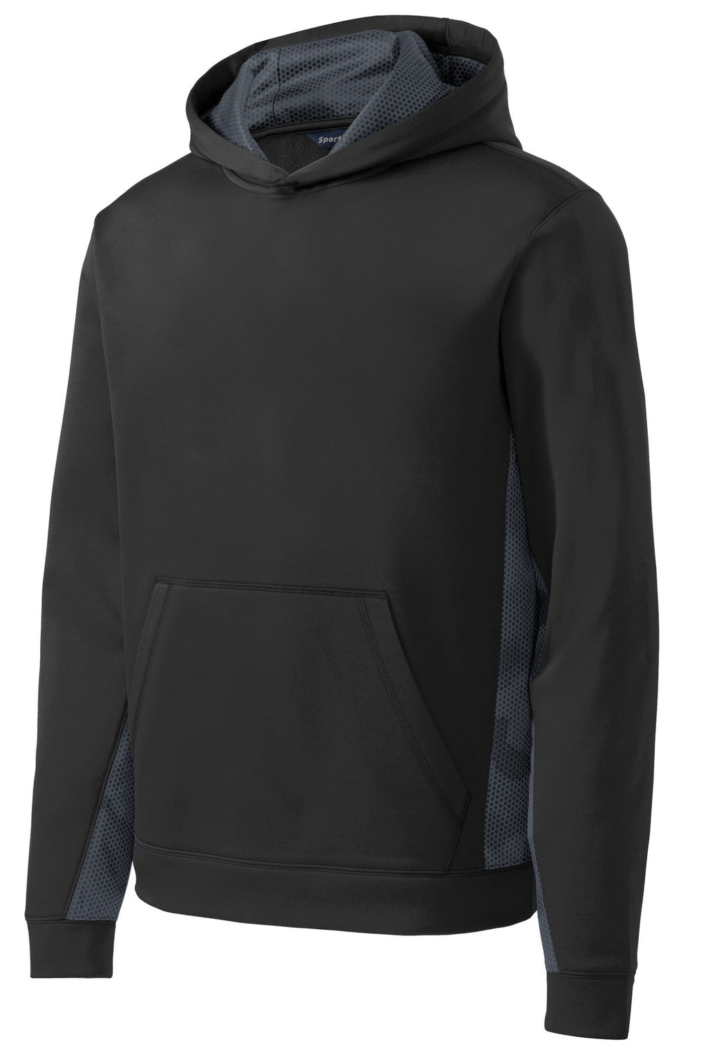 Sport-Tek Youth Sport-Wick CamoHex Fleece Colorblock Hooded Pullover.  YST239