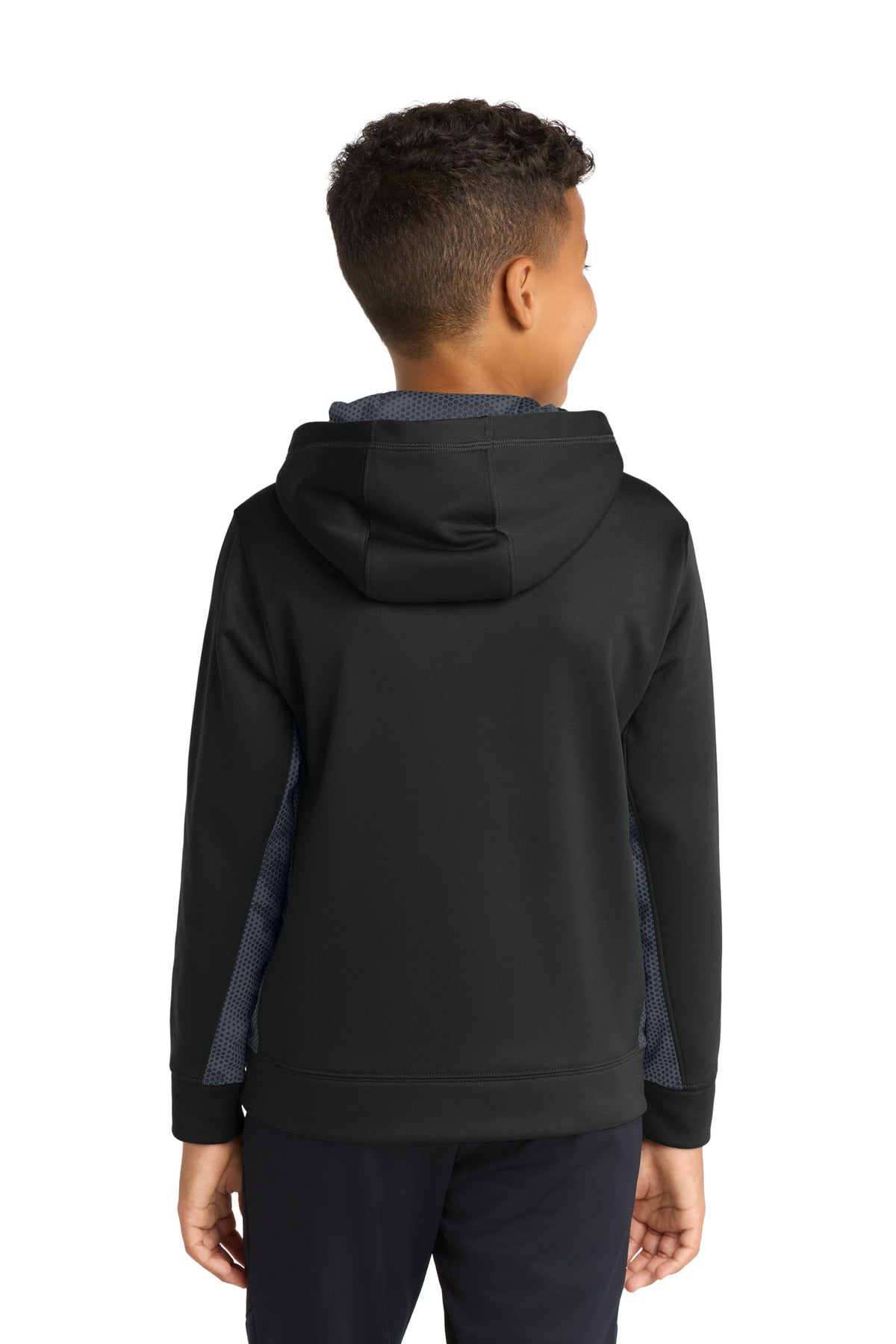 Sport-Tek Youth Sport-Wick CamoHex Fleece Colorblock Hooded Pullover.  YST239