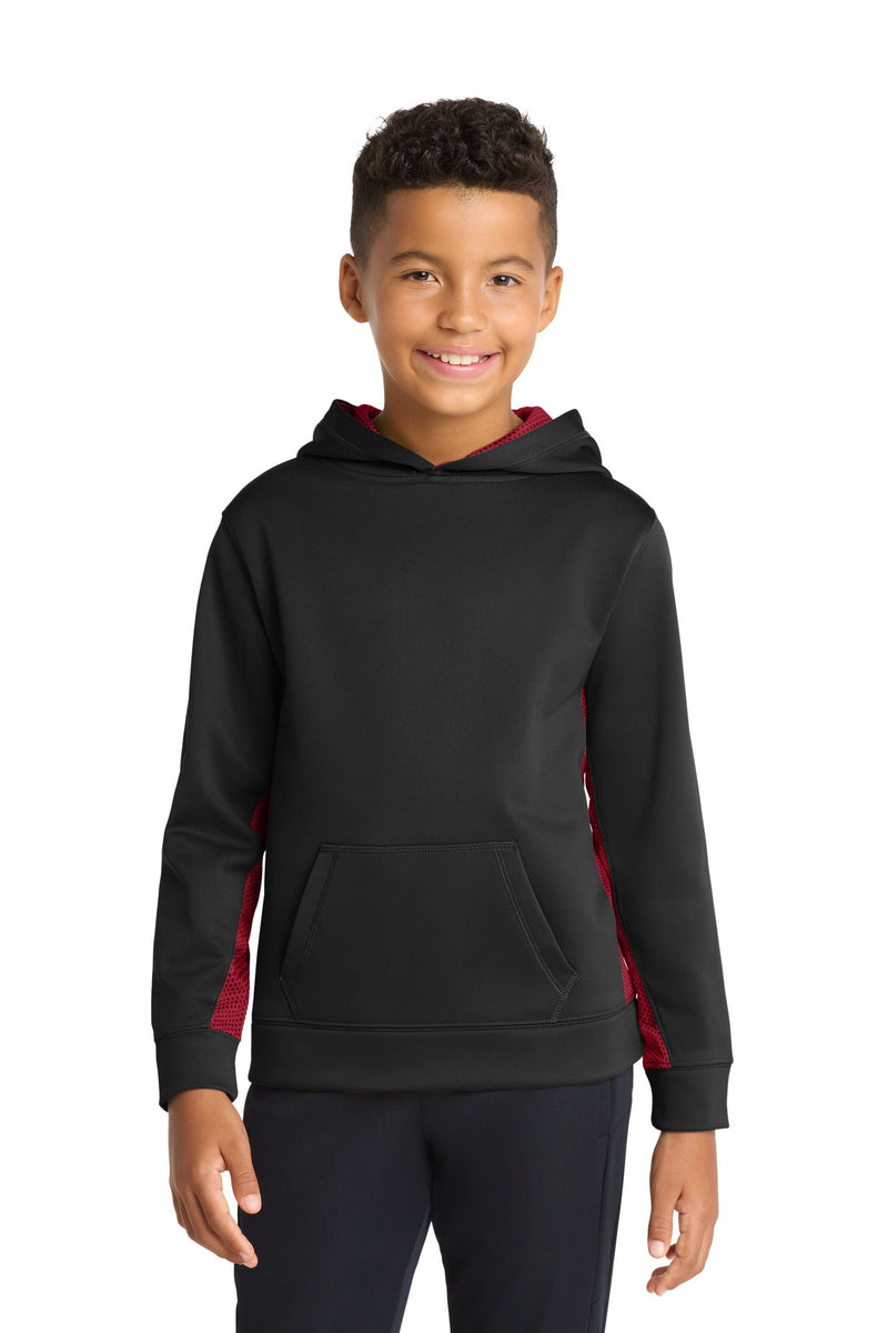 Sport-Tek Youth Sport-Wick CamoHex Fleece Colorblock Hooded Pullover.  YST239