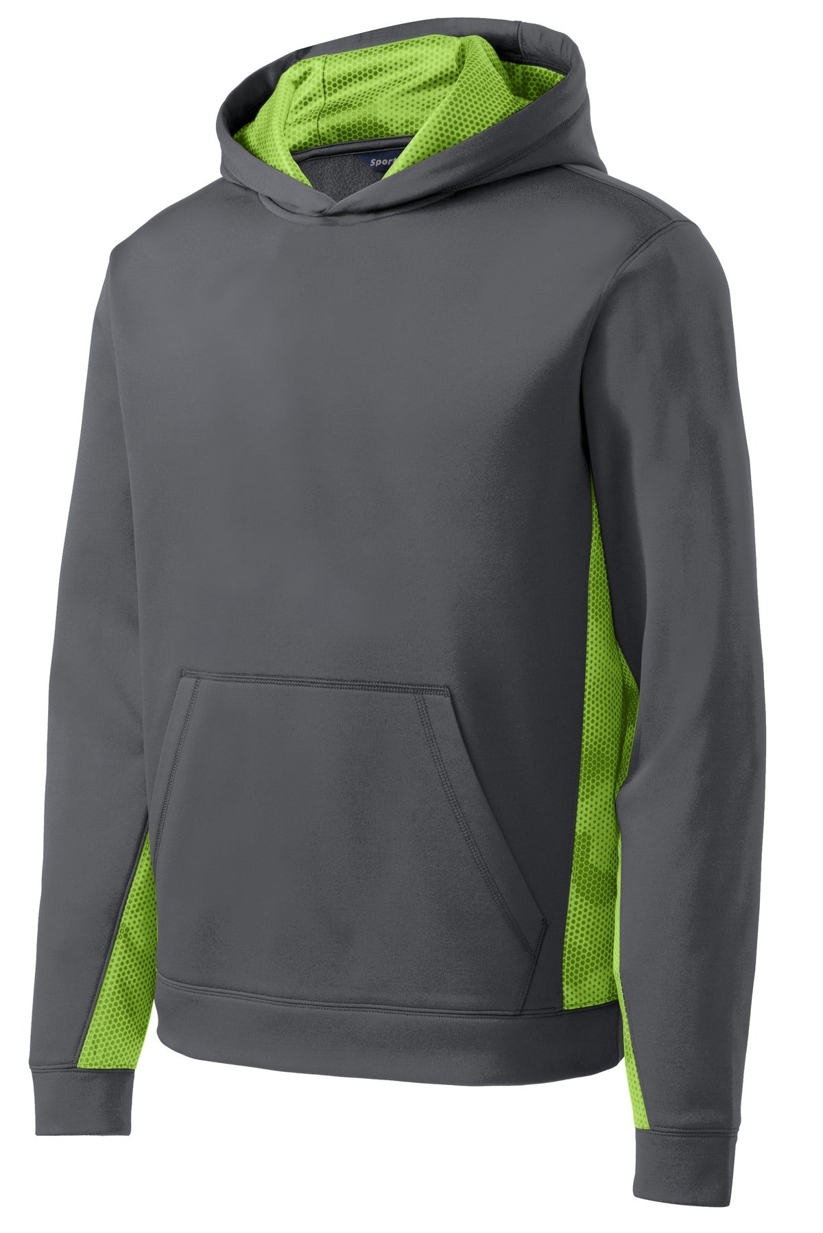 Sport-Tek Youth Sport-Wick CamoHex Fleece Colorblock Hooded Pullover.  YST239