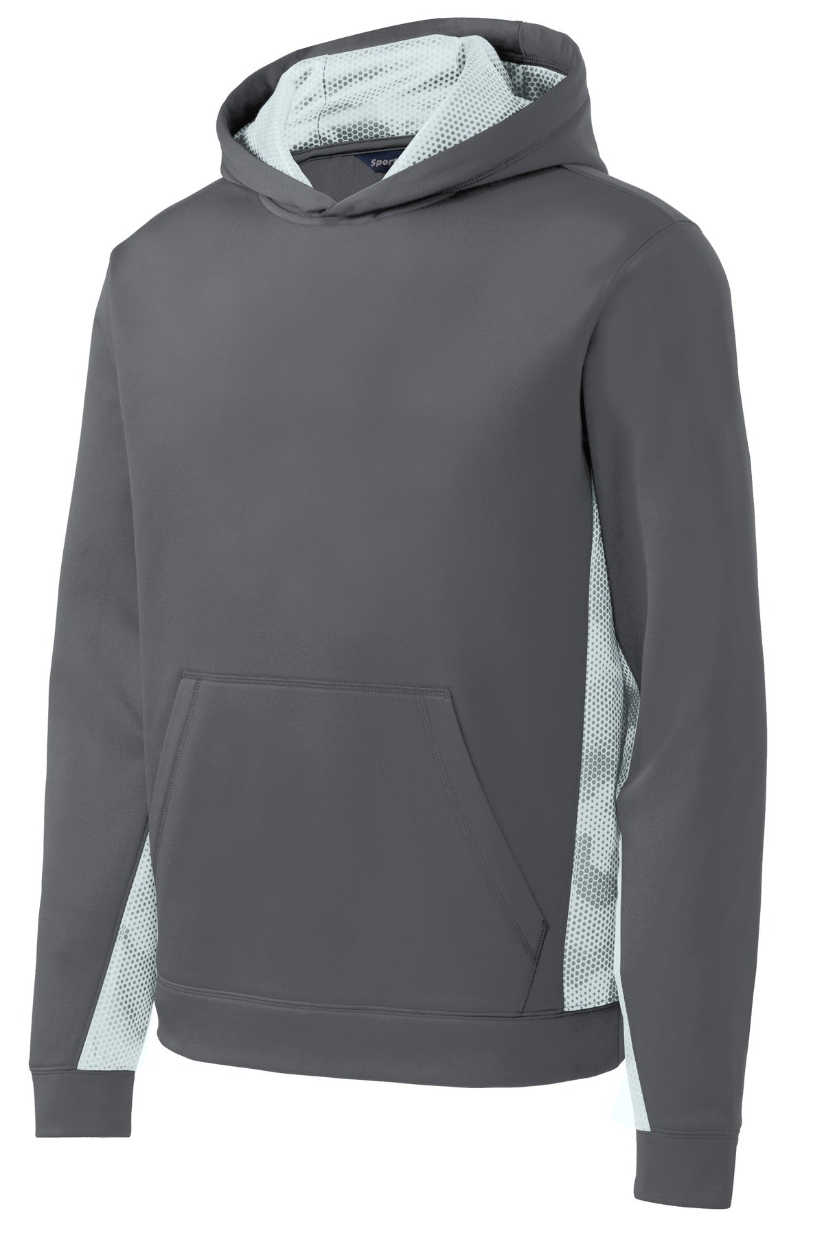 Sport-Tek Youth Sport-Wick CamoHex Fleece Colorblock Hooded Pullover.  YST239