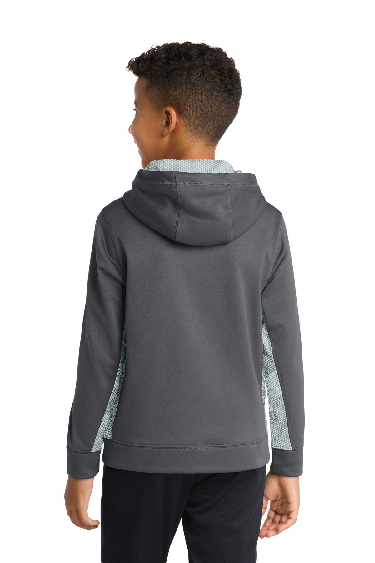 Sport-Tek Youth Sport-Wick CamoHex Fleece Colorblock Hooded Pullover.  YST239