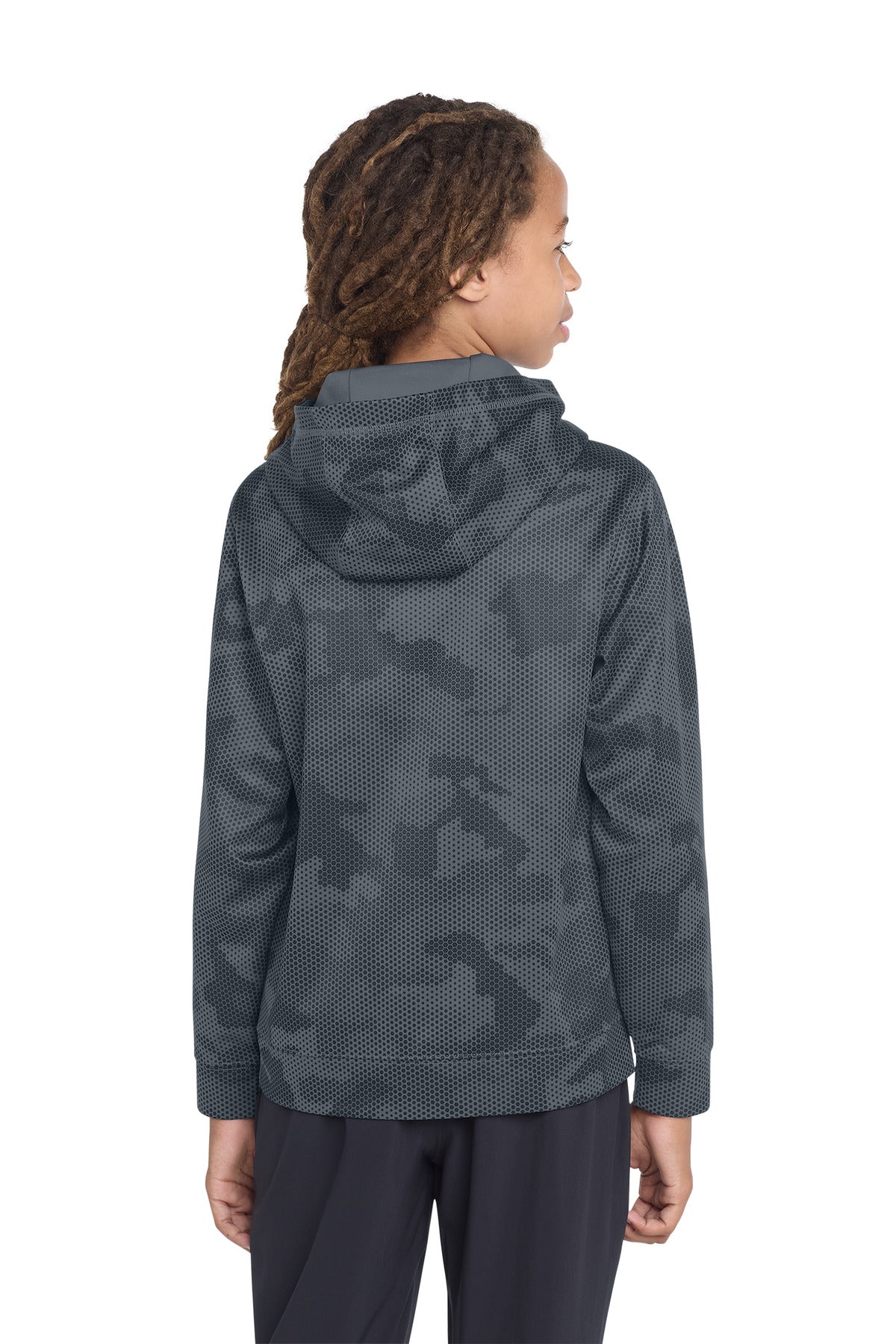 Sport-Tek Youth Sport-Wick CamoHex Fleece Hooded Pullover.  YST240