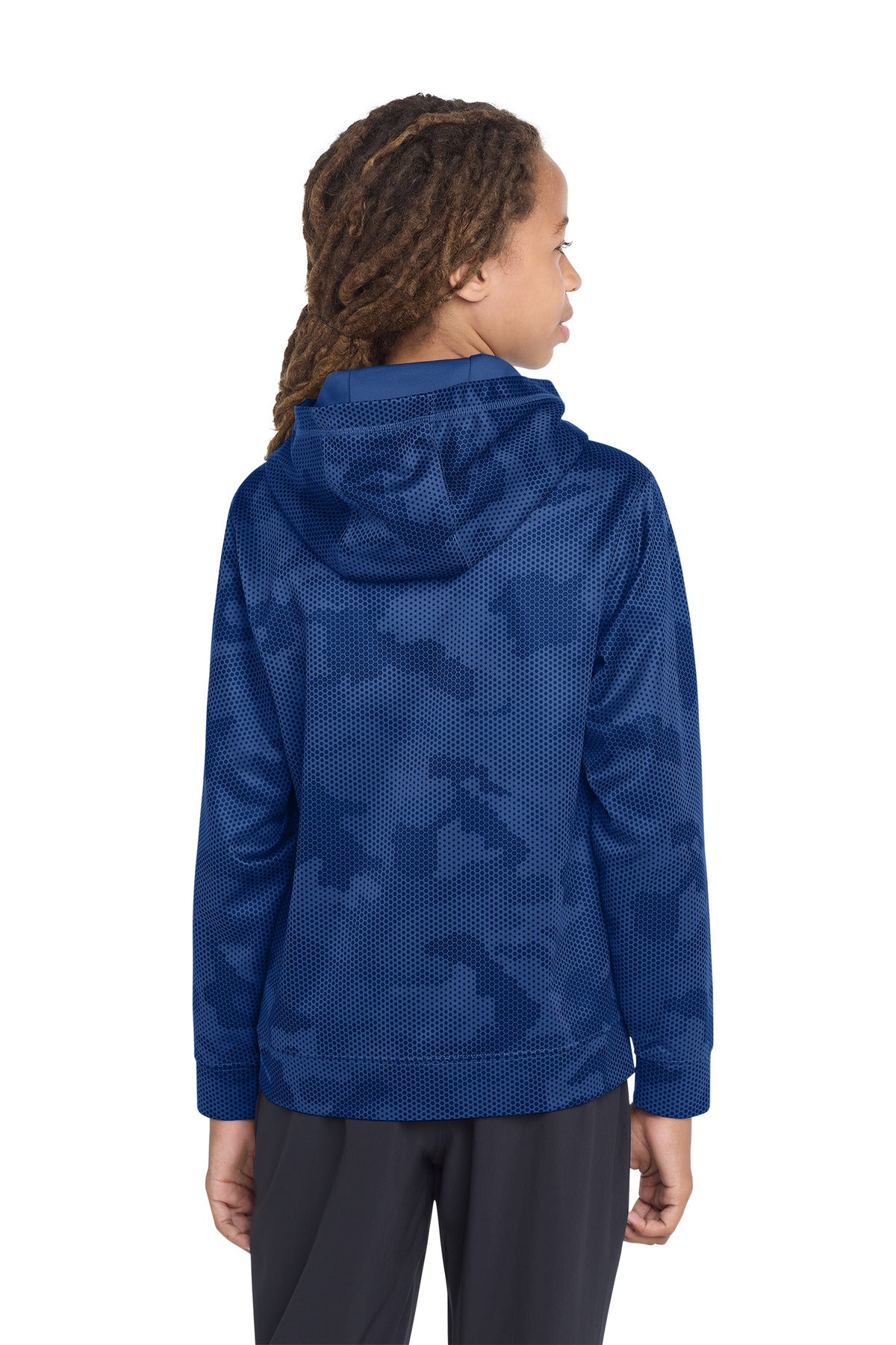 Sport-Tek Youth Sport-Wick CamoHex Fleece Hooded Pullover.  YST240
