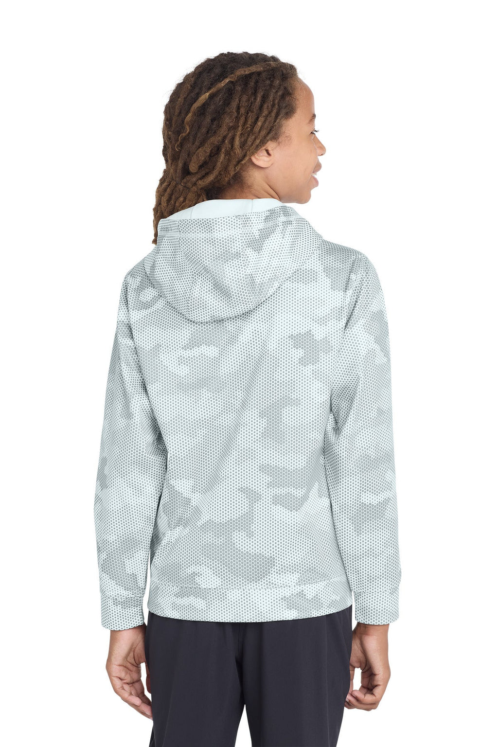 Sport-Tek Youth Sport-Wick CamoHex Fleece Hooded Pullover.  YST240