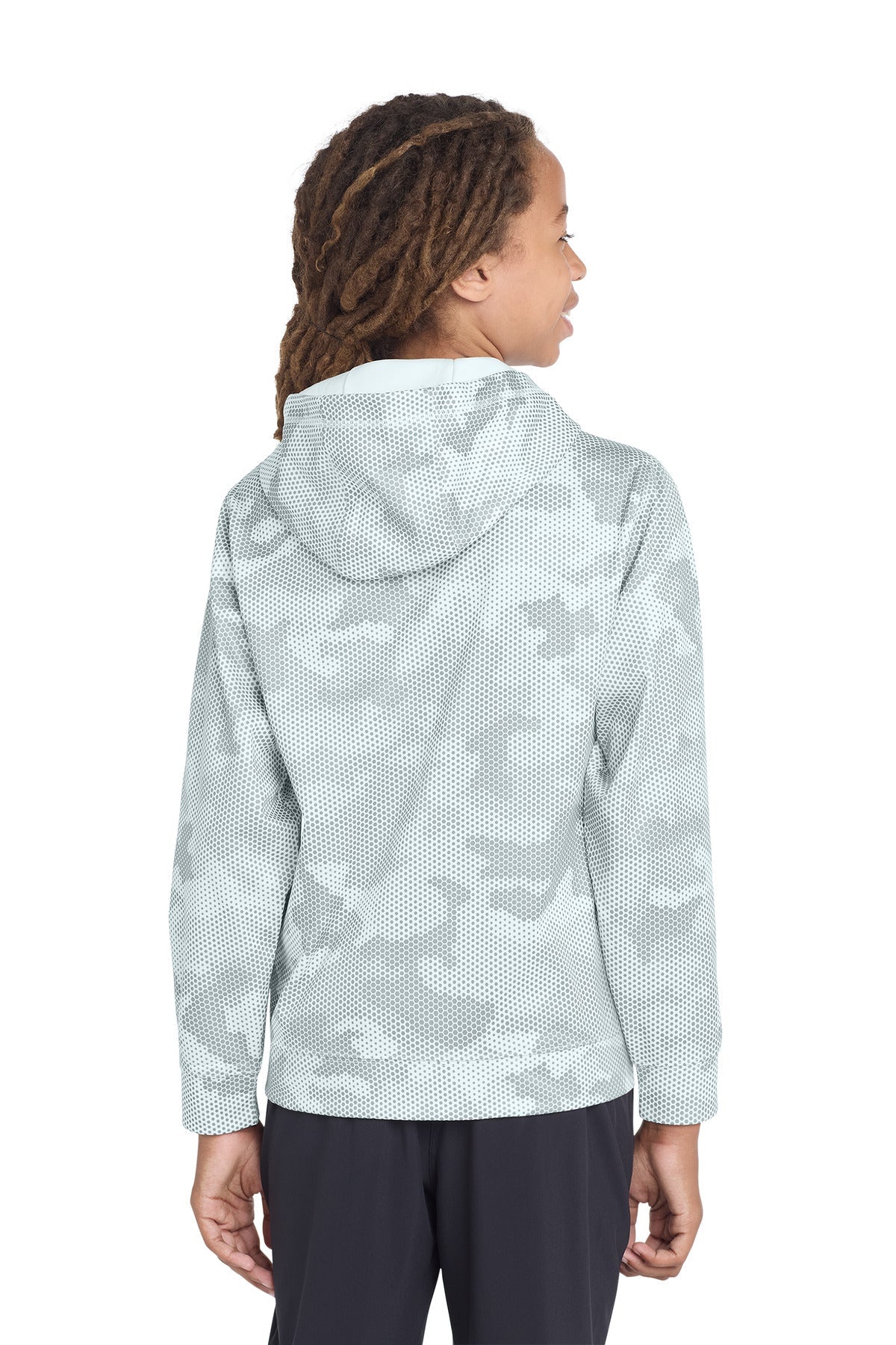 Sport-Tek Youth Sport-Wick CamoHex Fleece Hooded Pullover.  YST240